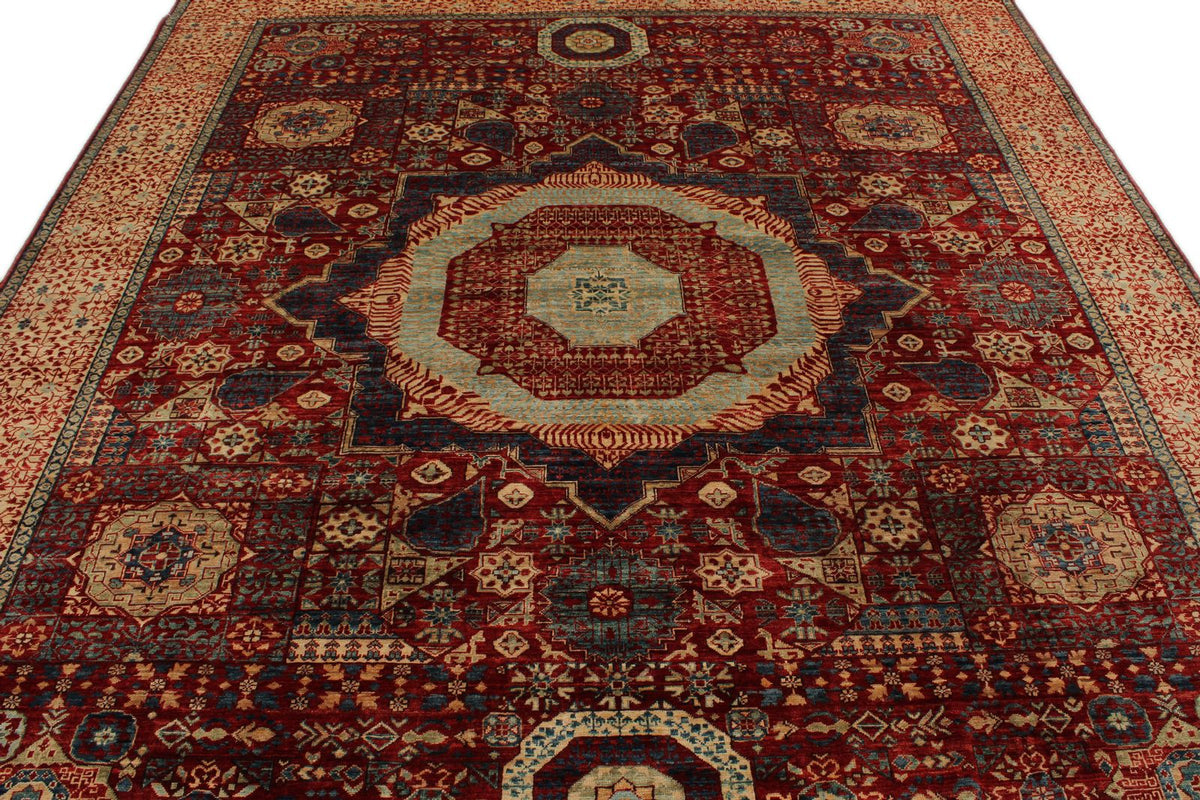 8x10 Red and Ivory Turkish Tribal Rug