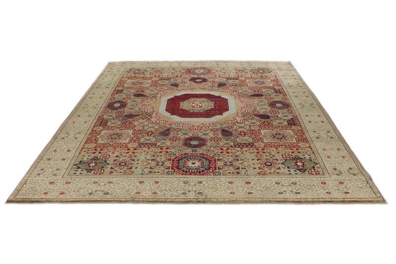 8x10 Green and Multicolor Turkish Tribal Rug