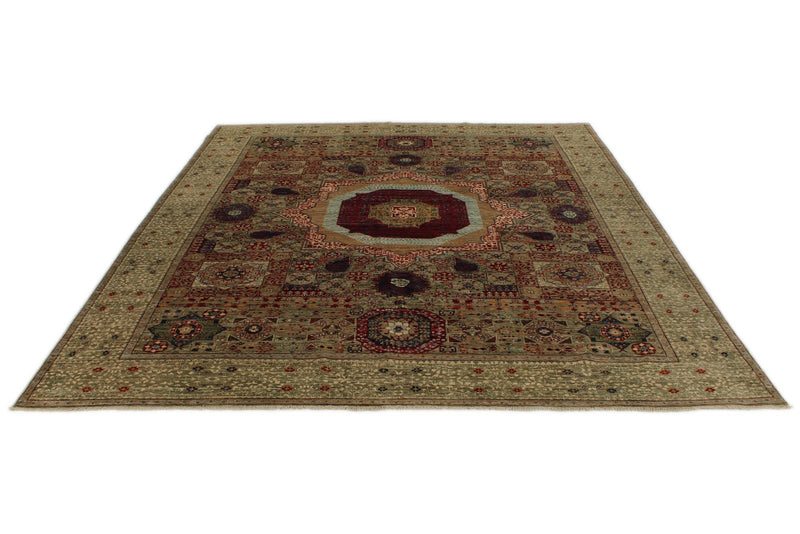 8x10 Green and Multicolor Turkish Tribal Rug