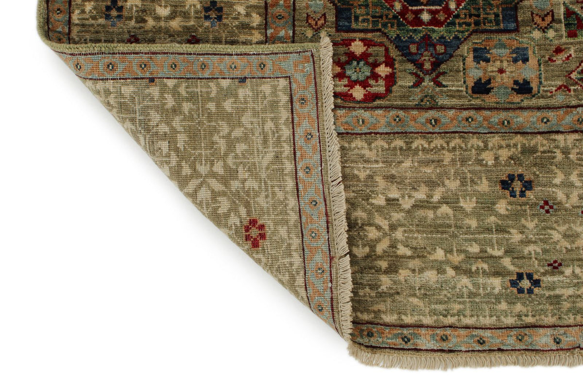 8x10 Green and Multicolor Turkish Tribal Rug