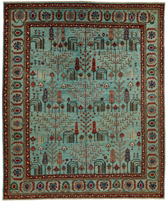 8x10 Blue and Multicolor Anatolian Traditional Rug