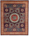 8x10 Light Blue and Ivory Turkish Tribal Rug