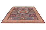 8x10 Light Blue and Ivory Turkish Tribal Rug