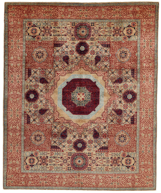 8x10 Multicolor and Green Turkish Tribal Rug