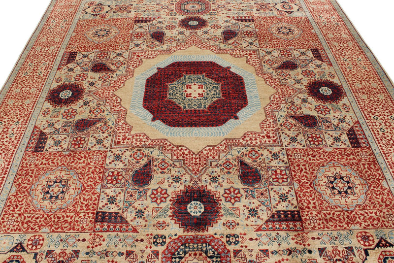 8x10 Multicolor and Green Turkish Tribal Rug
