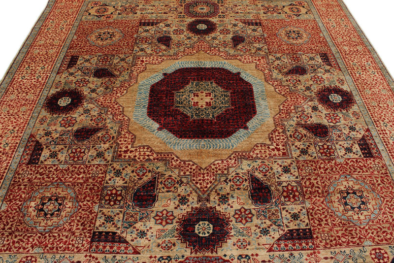 8x10 Multicolor and Green Turkish Tribal Rug