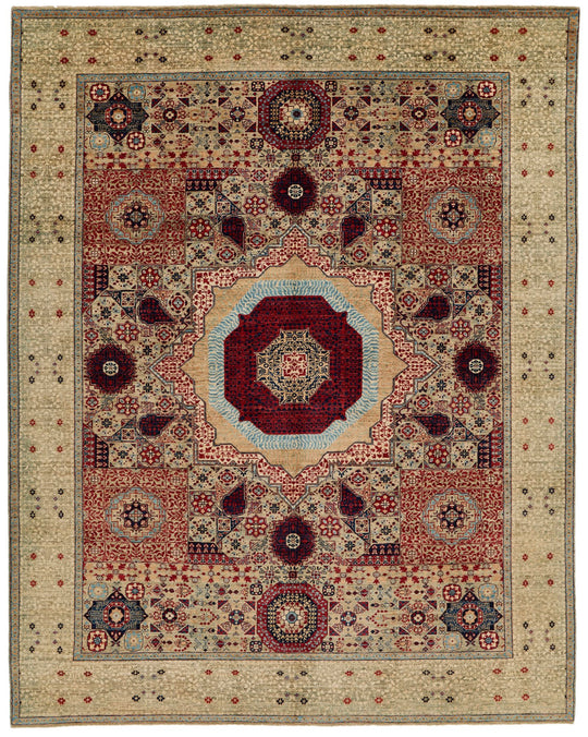 8x10 Multicolor and Green Turkish Tribal Rug