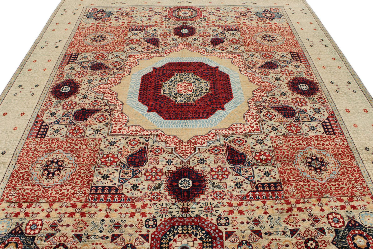 8x10 Multicolor and Green Turkish Tribal Rug