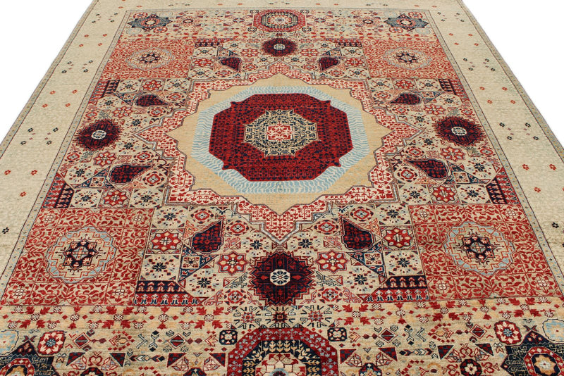 8x10 Multicolor and Green Turkish Tribal Rug