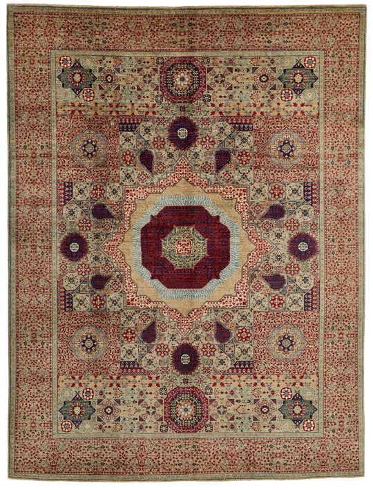 8x10 Multicolor and Ivory Turkish Tribal Rug