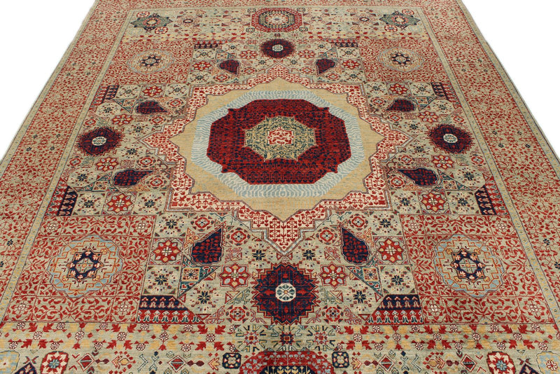 8x10 Multicolor and Ivory Turkish Tribal Rug