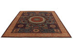 8x9 Blue and Multicolor Turkish Tribal Rug