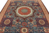 8x9 Blue and Multicolor Turkish Tribal Rug