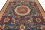 8x9 Blue and Multicolor Turkish Tribal Rug