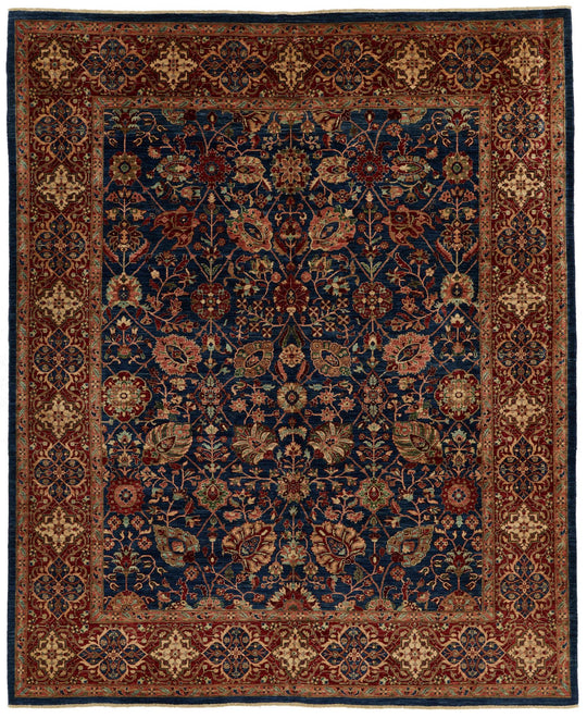 8x10 Navy and Red Anatolian Traditional Rug