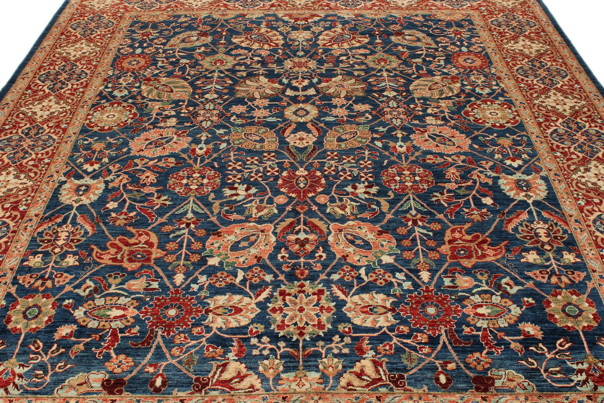 8x10 Navy and Red Anatolian Traditional Rug