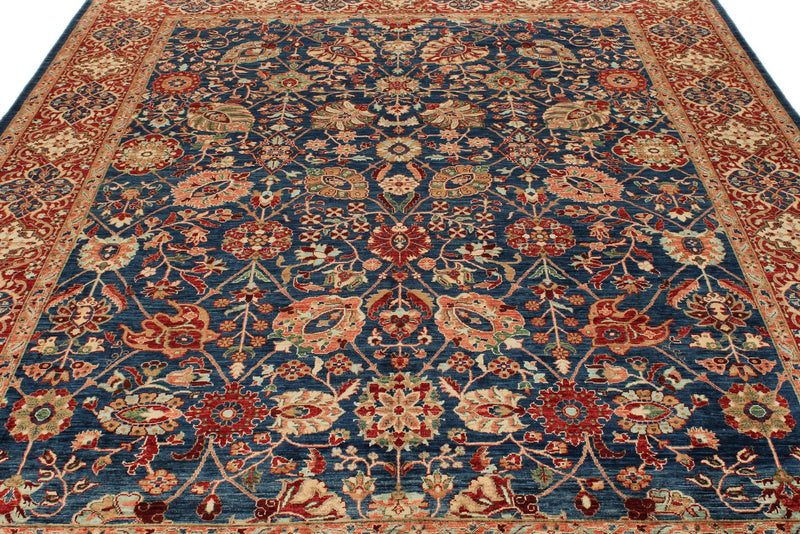 8x10 Navy and Red Anatolian Traditional Rug