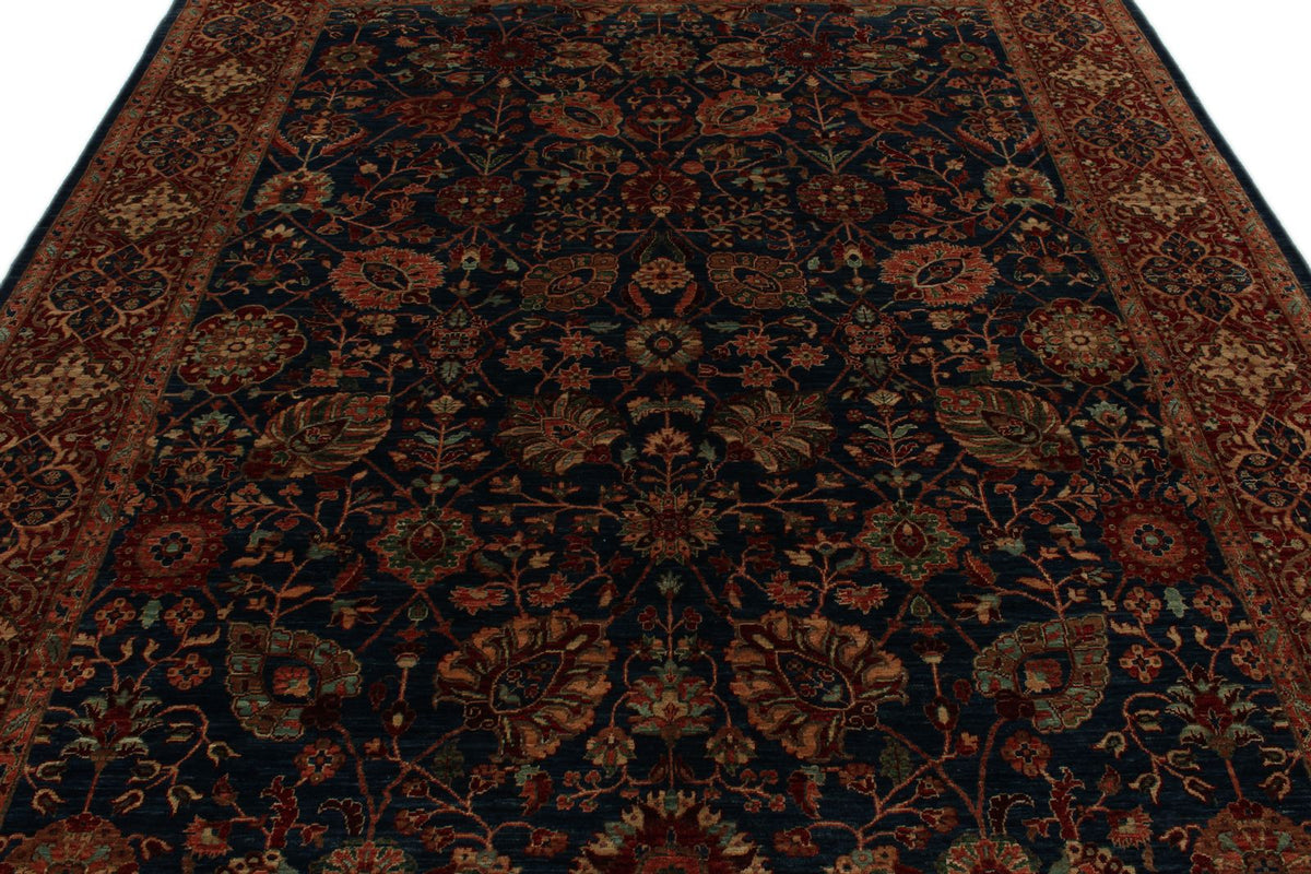 8x10 Navy and Red Anatolian Traditional Rug