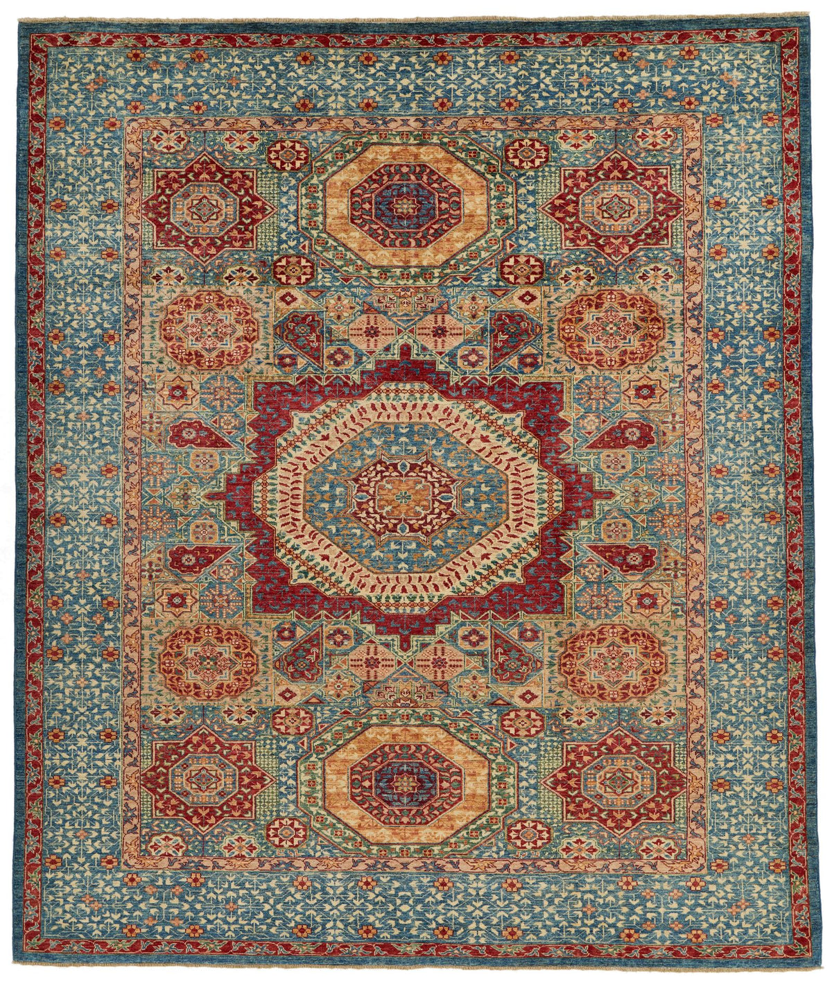 8x10 Multicolor and Red Turkish Tribal Rug