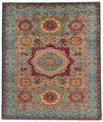 8x10 Multicolor and Red Turkish Tribal Rug