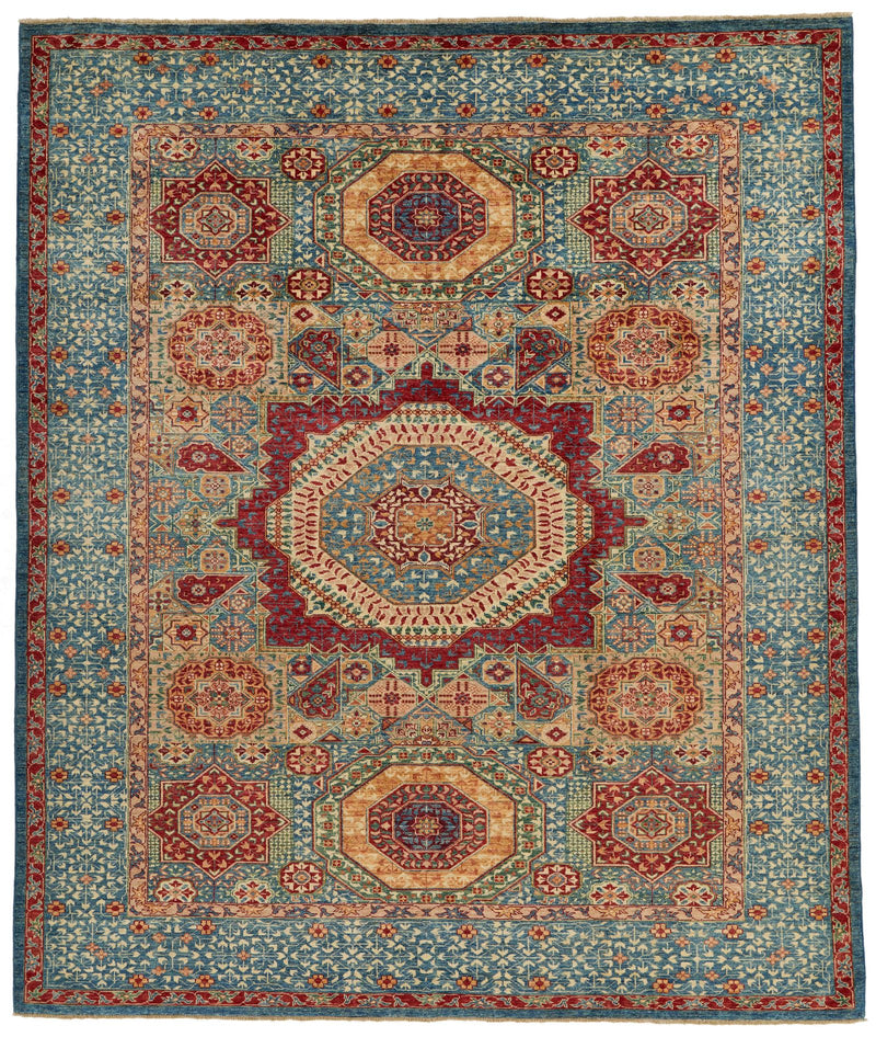 8x10 Multicolor and Red Turkish Tribal Rug