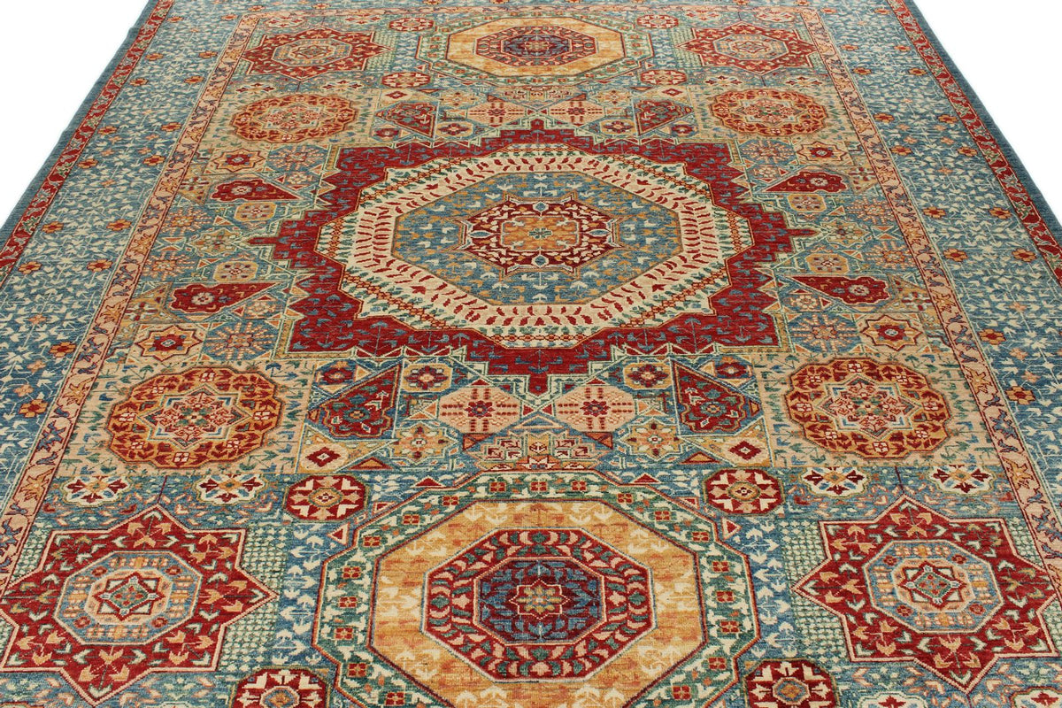 8x10 Multicolor and Red Turkish Tribal Rug