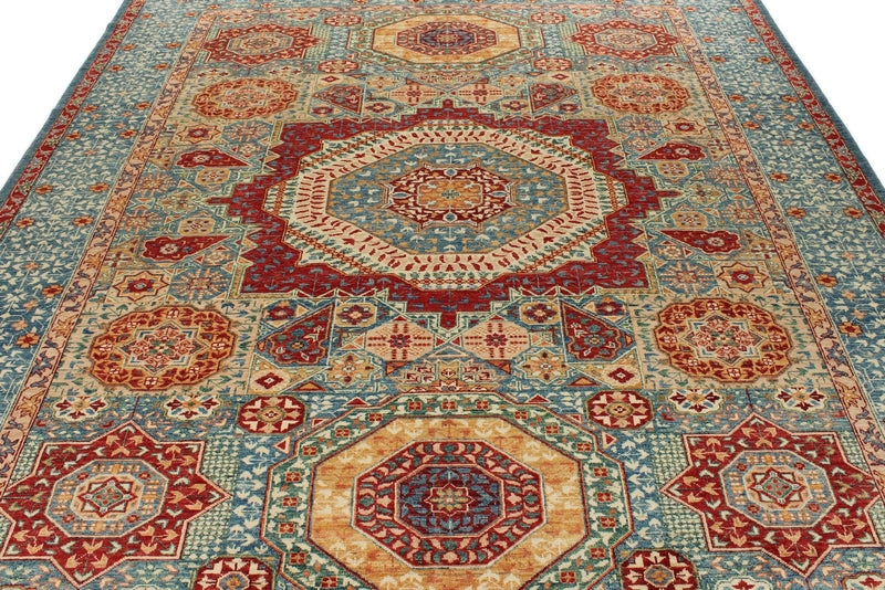8x10 Multicolor and Red Turkish Tribal Rug