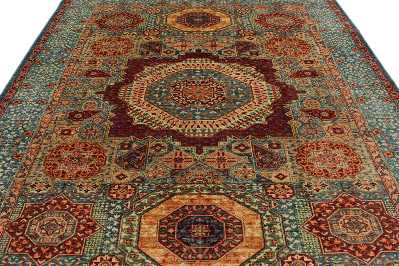 8x10 Multicolor and Red Turkish Tribal Rug