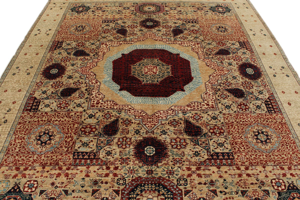 8x10 Multicolor and Green Turkish Tribal Rug