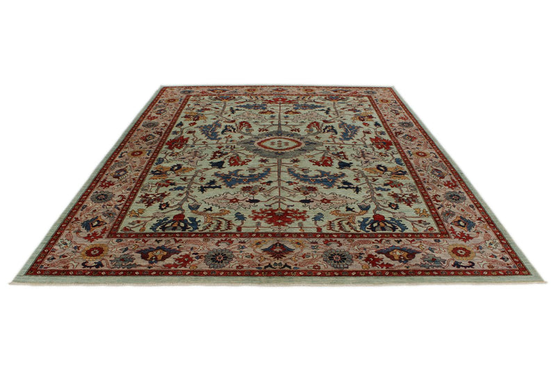 8x10 Light Green and Multicolor Anatolian Traditional Rug