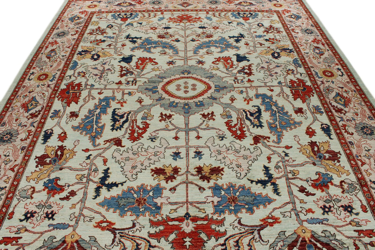 8x10 Light Green and Multicolor Anatolian Traditional Rug