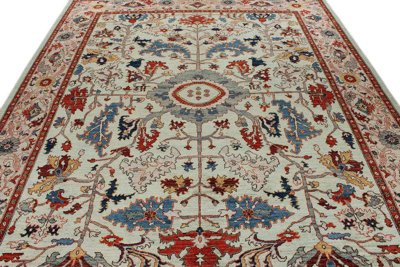 8x10 Light Green and Multicolor Anatolian Traditional Rug