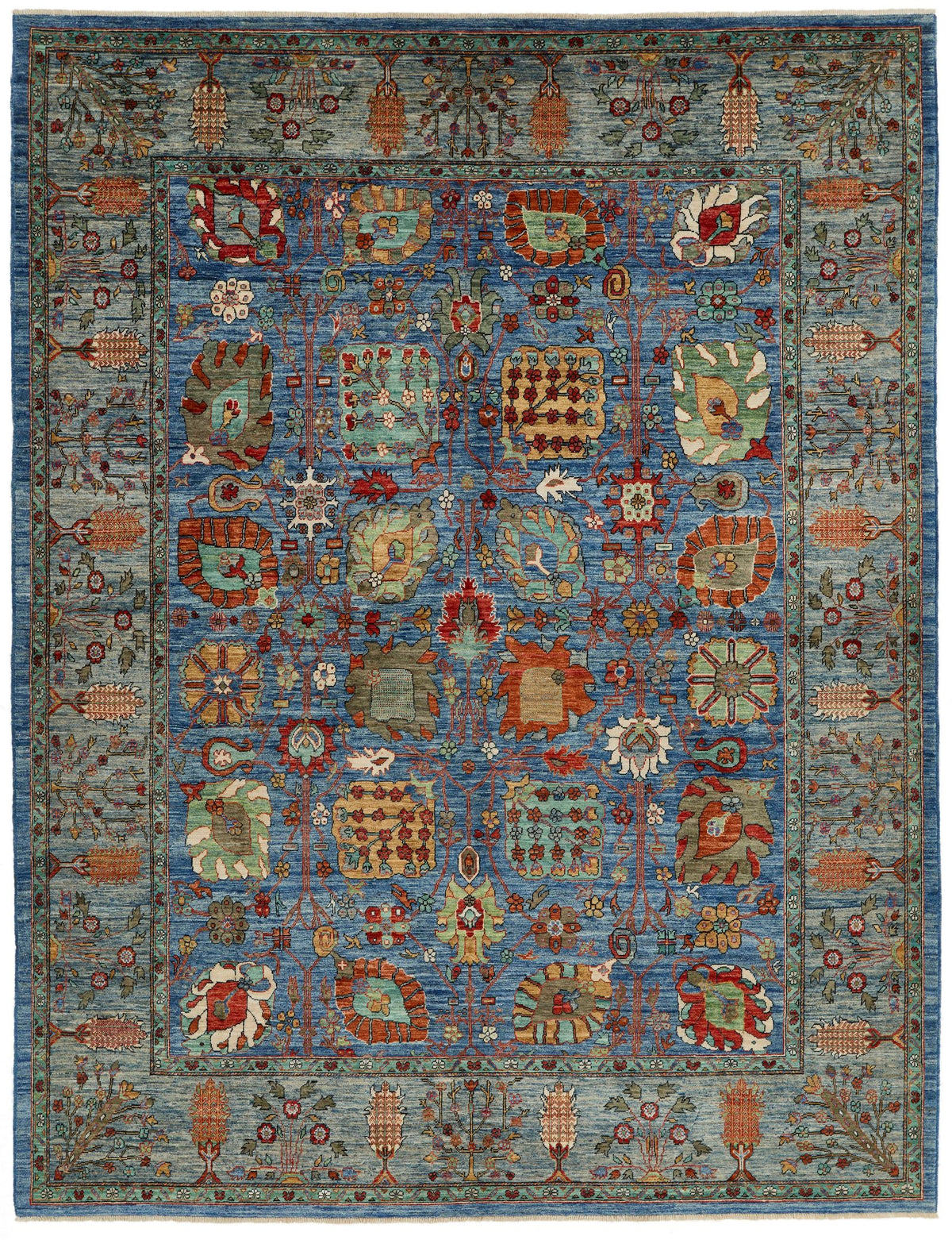 8x11 Blue and Multicolor Anatolian Traditional Rug