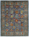 8x11 Blue and Multicolor Anatolian Traditional Rug