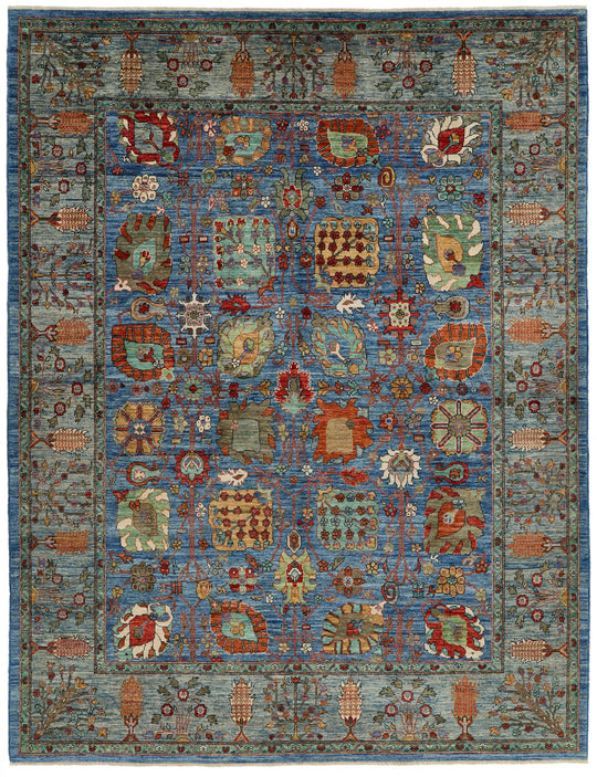 8x11 Blue and Multicolor Anatolian Traditional Rug