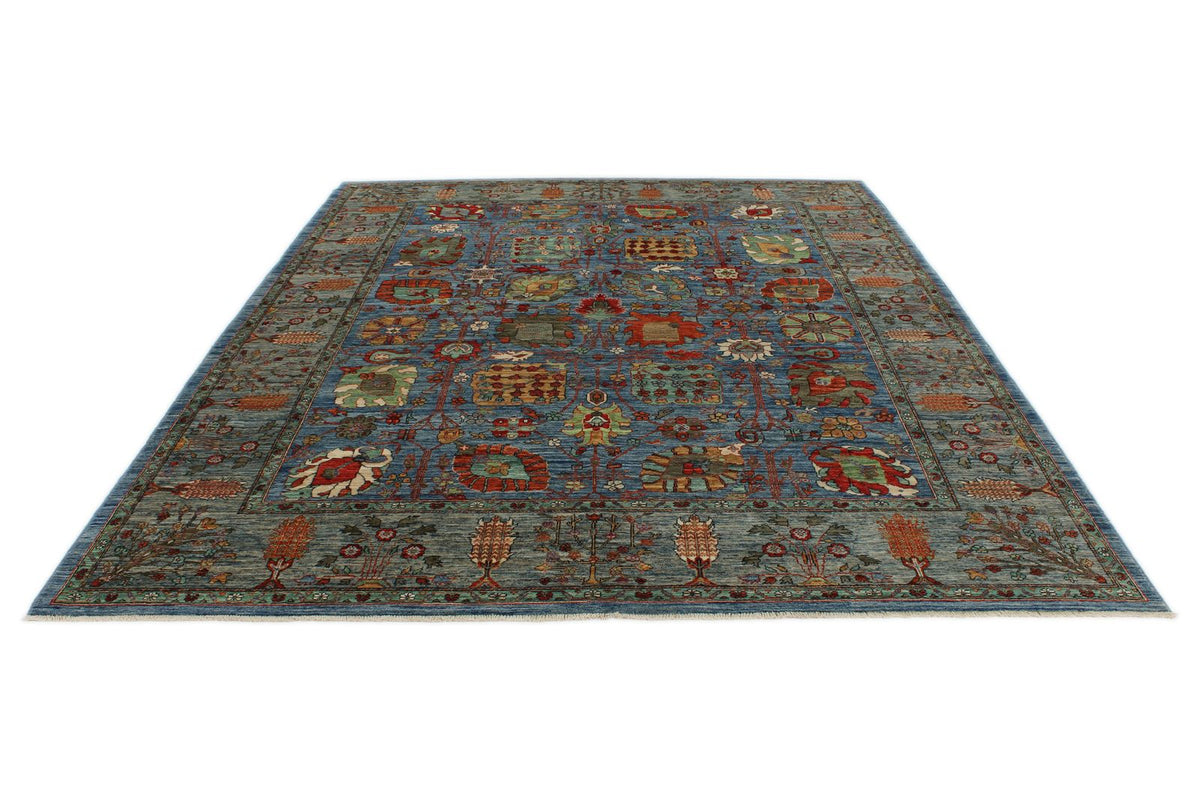 8x11 Blue and Multicolor Anatolian Traditional Rug
