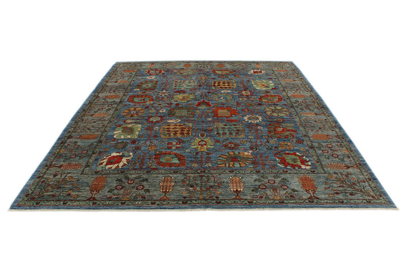 8x11 Blue and Multicolor Anatolian Traditional Rug