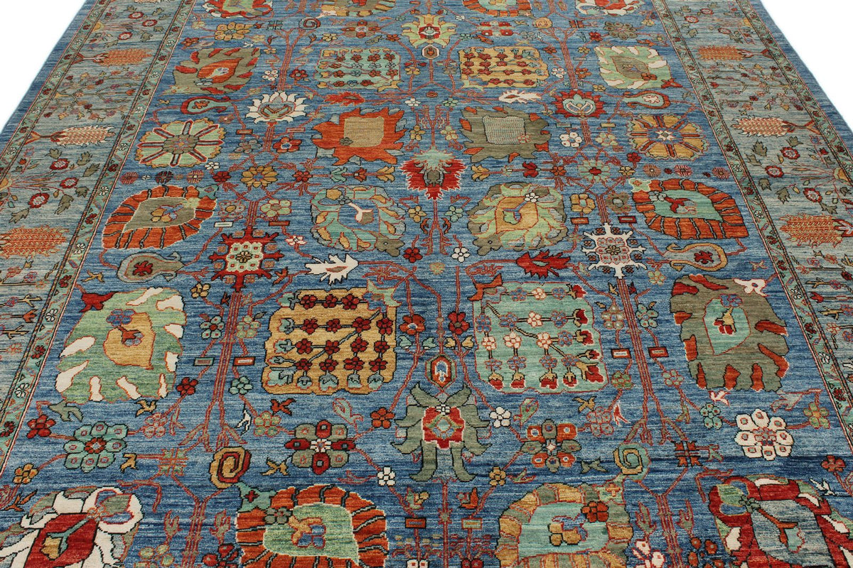 8x11 Blue and Multicolor Anatolian Traditional Rug