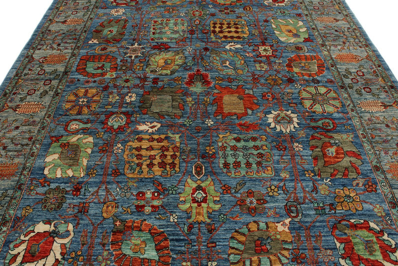 8x11 Blue and Multicolor Anatolian Traditional Rug