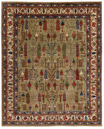 8x10 Green and Ivory Anatolian Traditional Rug