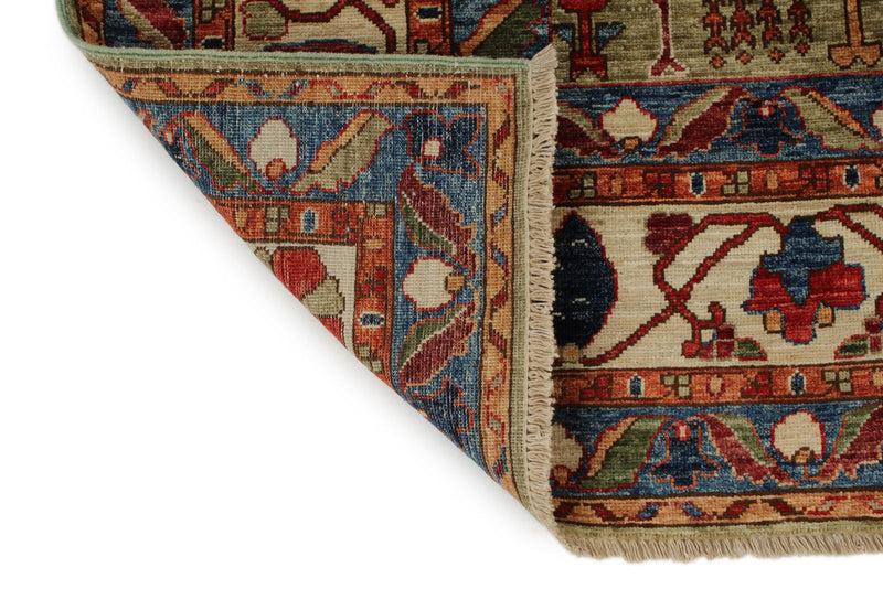 8x10 Green and Ivory Anatolian Traditional Rug