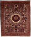 8x10 Burgundy and Multicolor Turkish Tribal Rug