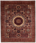 8x10 Burgundy and Multicolor Turkish Tribal Rug