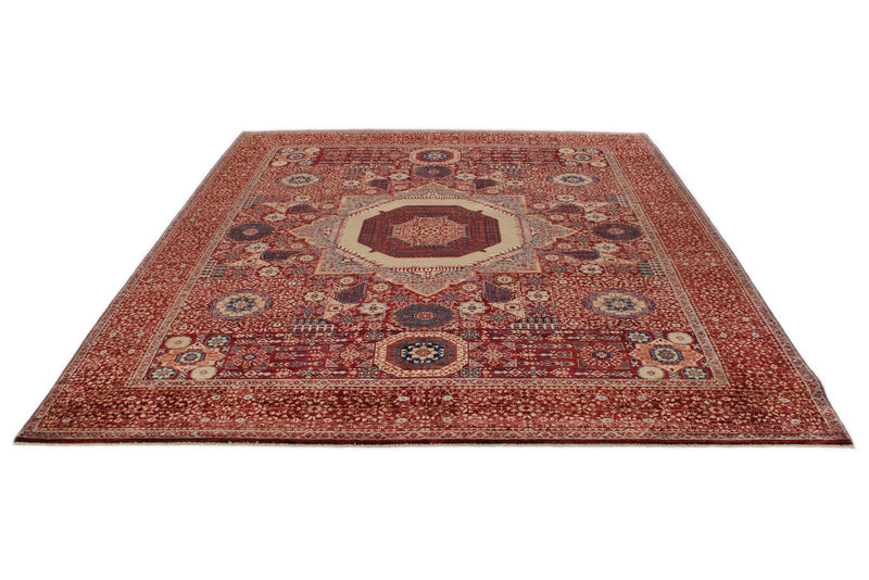 8x10 Burgundy and Multicolor Turkish Tribal Rug
