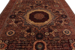 8x10 Burgundy and Multicolor Turkish Tribal Rug