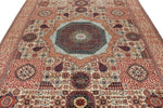 8x10 Ivory and Multicolor Turkish Tribal Rug