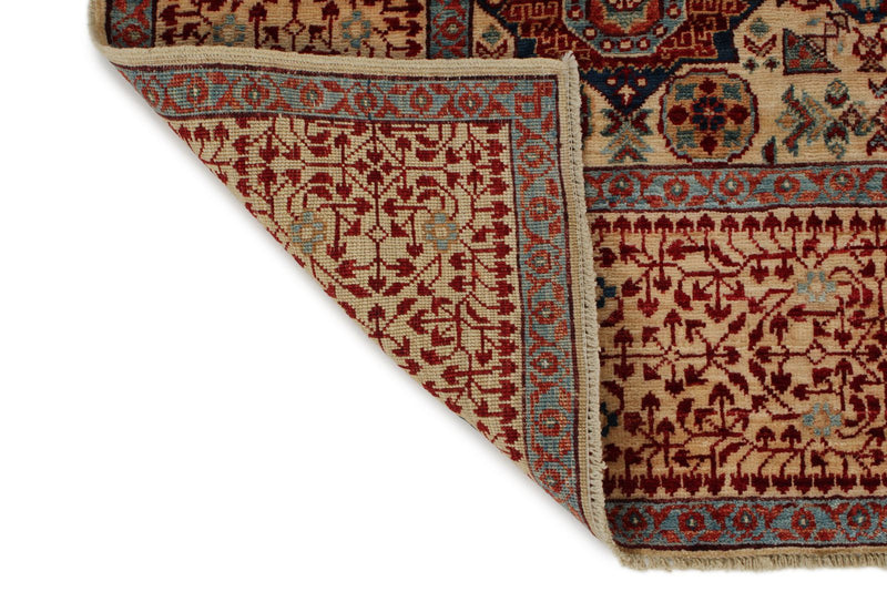 8x10 Ivory and Multicolor Turkish Tribal Rug