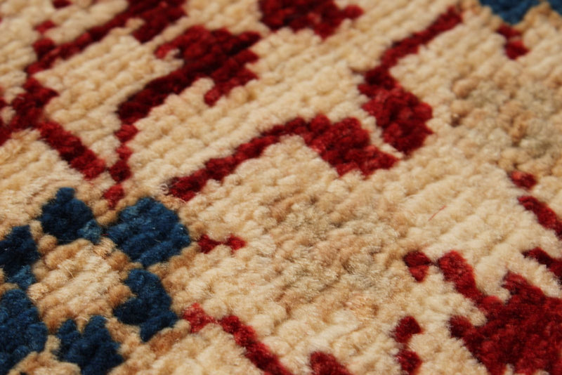 8x10 Ivory and Multicolor Turkish Tribal Rug