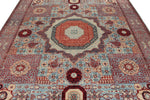 8x10 Light Blue and Multicolor Turkish Tribal Rug