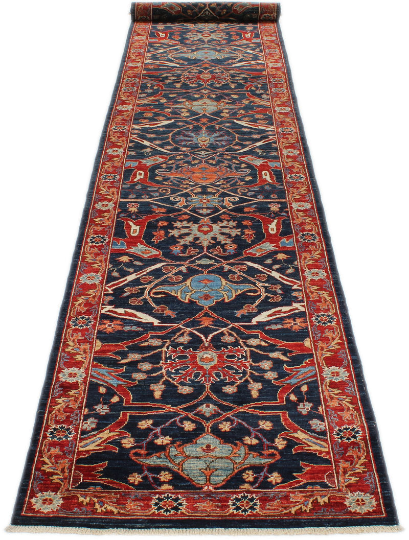 3x16 Navy and Red Anatolian Traditional Runner